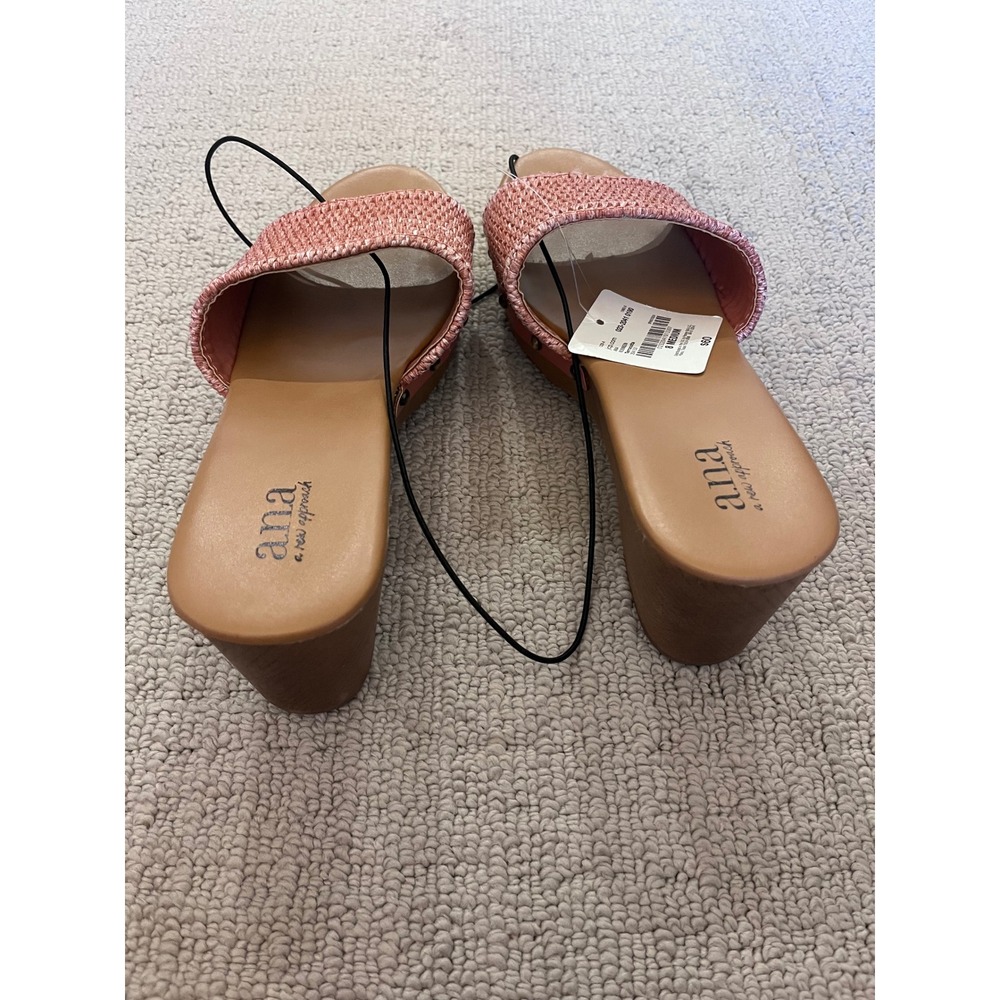 Ana a‎ new approach Pink Woven Wedge Heel Slide Sandals Size 8
